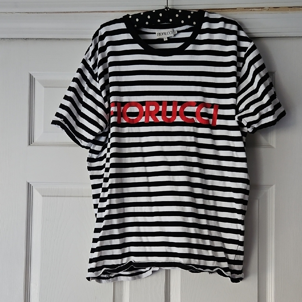 Fiorucci Striped T-Shirt with Red Logo